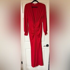 Elegant Red Long Sleeve Dress